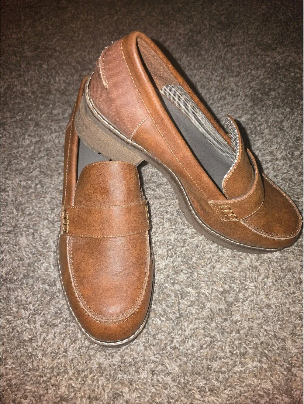Women's Brown Man-Made Upper Loafers Size 12W